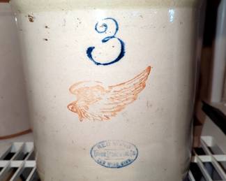 Red Wing Tall Stoneware 3 Gallon Crock, 11" x 10.5" Diameter