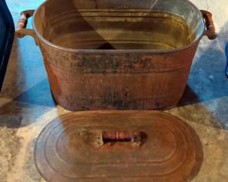 Vintage Galvanized Handled Bucket, 27"x13"x14"