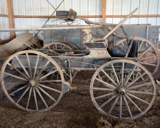 Early 1900s Horse Drawn Frame Wagon, 8' x 6', Manufacturer Unknown, Includes Original Tongue Hitch