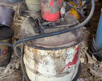 Mobil Products Vintage Grease Barrell, 28" x 15", With Oil Pump