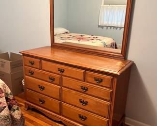 maple bedroom dresser, chest and nightstand