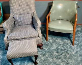 Lot 203   0 Bid(s)
Mid Century Modern Vinyl Arm Chair and Upholstered Arm Chair