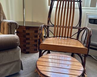 Rustic Hickory & Oak Amish Crafted Signed Rocking Chair 