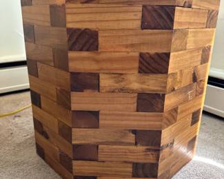 Hexagon mid-century base in an attractive weave style, glass top 