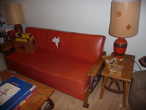 MCM Western Wagon Wheel Daybed/Sofa, End Table, Lamps & Coffee Table