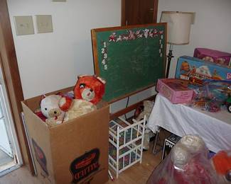 Stuffed Animals (many more not shown) & Chalk Board