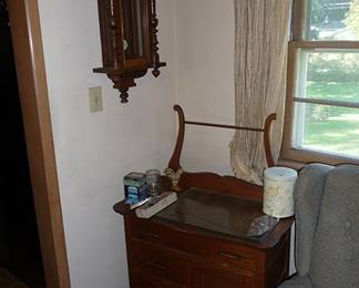 Old Clock & Oak Wash Stand