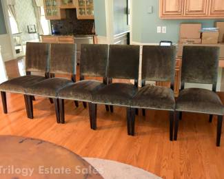 Six Upholstered Nailhead Trim Velvet Chairs Similar To Arhaus Torino