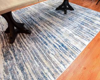 Gray Blue 9'x12' Synthetic Fibers With Jute Backing Rug And Pad