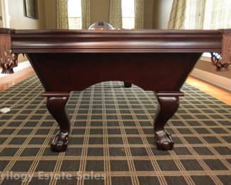 Brunswick 8' "Bradford II" Traditional Cherry Billiards Pool Table With Leather And Fringe Pockets And Ball & Claw Feet Includes Cue Rack And Cues