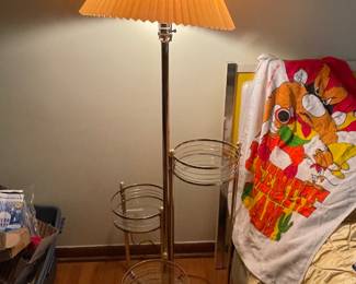 Nice Vintage Glass Shelf Lamp Table