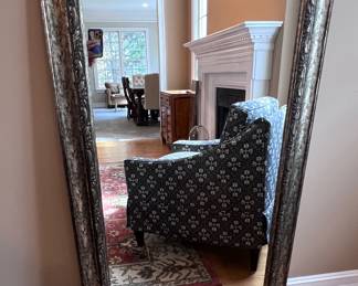 Large silver framed wall mirror