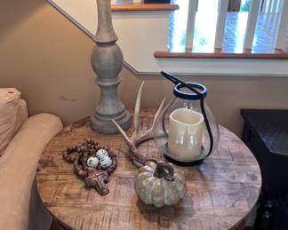 Distressed wood side table 