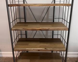 Wood and metal wheeled shelves