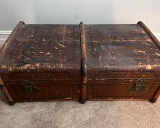 Vintage leather storage trunk