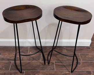At Home wood and metal bar stools