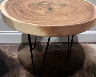 Hand carved natural wood table