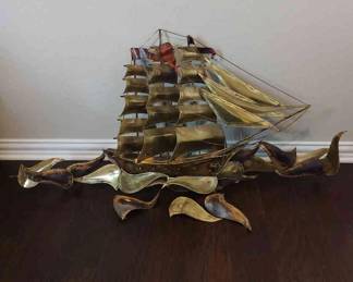 Brass 3 Mast Sailing Ship