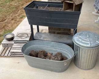 Metal Tub Plastic Planter Box Metal Trash Can Wooden Plant Stand