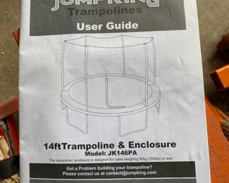 Trampoline as shown. Has been taken apart and must be reassembled. Instructions included. 