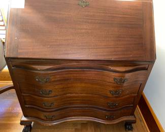 Antique drop front desk with 4 drawers