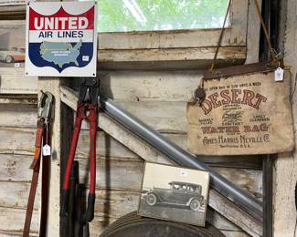 United airlines metal sign -canvas water bag