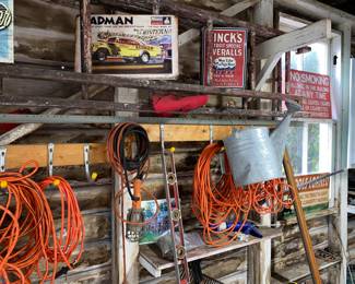 Vtg. Watering can - and multiple extension cords