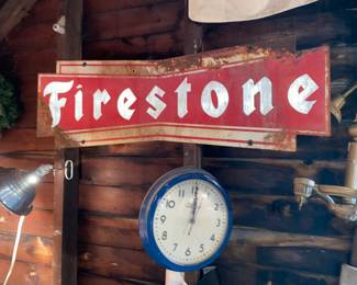 Vtg. Firestone metal sign 