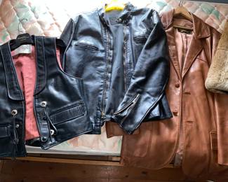 Leather vest and jackets 