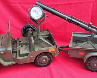 RARE G I JOE JEEP & TRAILER W ACCESSORIES