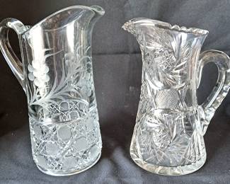 CUT GLASS WATER PITCHERS NICE 