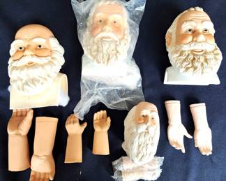 SANTA DOLL HEADS & HANDS LOT