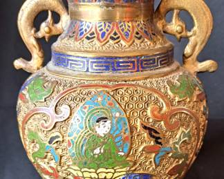 BEAUTIFUL EARLY JAPANESE CHAMPLEVE ORNATE VASE