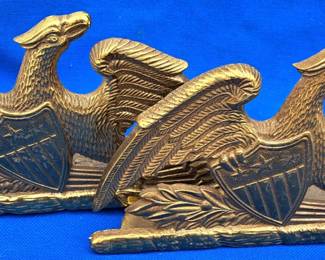 VIRGINIA METAL CRAFTERS SOLID BRASS EAGLE BOOKENDS
