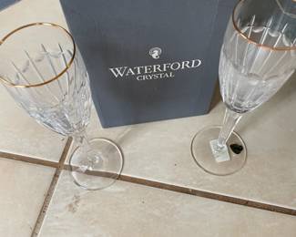 Waterford Gold rimmed crystal wine glasses