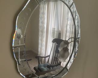 All glass oval mirror 20" x 25"