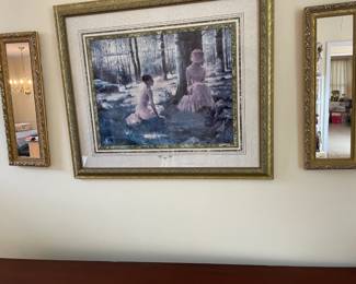 Vintage wall picture and mirror