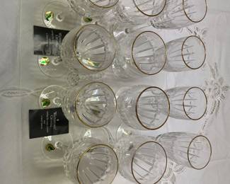 Waterford gold rimmed crystal wine and champagne glasses