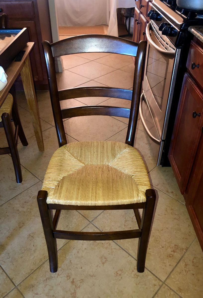 One of four rush seat side chairs
