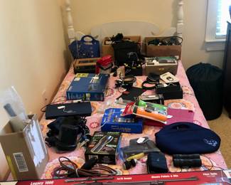 Electronics - current and vintage.  Painted single bed