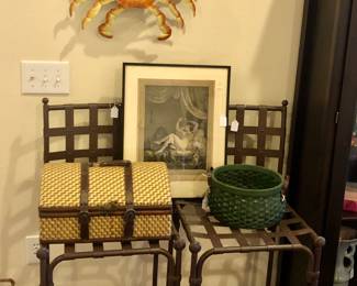 Pair of iron bar stools - crab is metal and not real