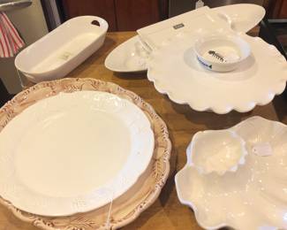 Many white serving items...