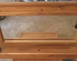 Wood Framed Wall Mirror with Flower Box