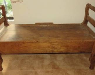 Handcrafted Wood Sleigh Bench with Back & Storage