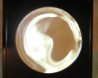 Mid Century Heavy Wood Framed Convex Fisheye Wall Mirror