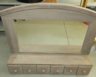 Framed Wall Mirror with 6 Storage Drawers 