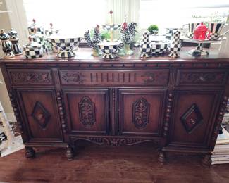 Antique Sideboard from the late 1800's. - Yes that's MacKenzie Child's on top!