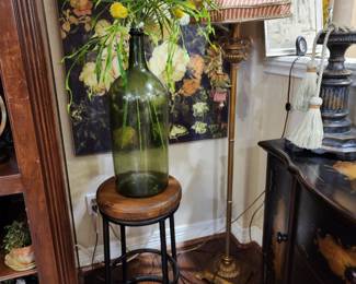 Floral Decor - Green Bottle - Bar Stool - Floor Lamp