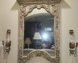 Large Mirror with two Candlesticks 