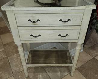 2 Drawer Mirrored Side Table
